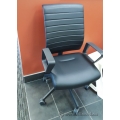 Black Leather Adjustable Task Chair with Fixed Arms